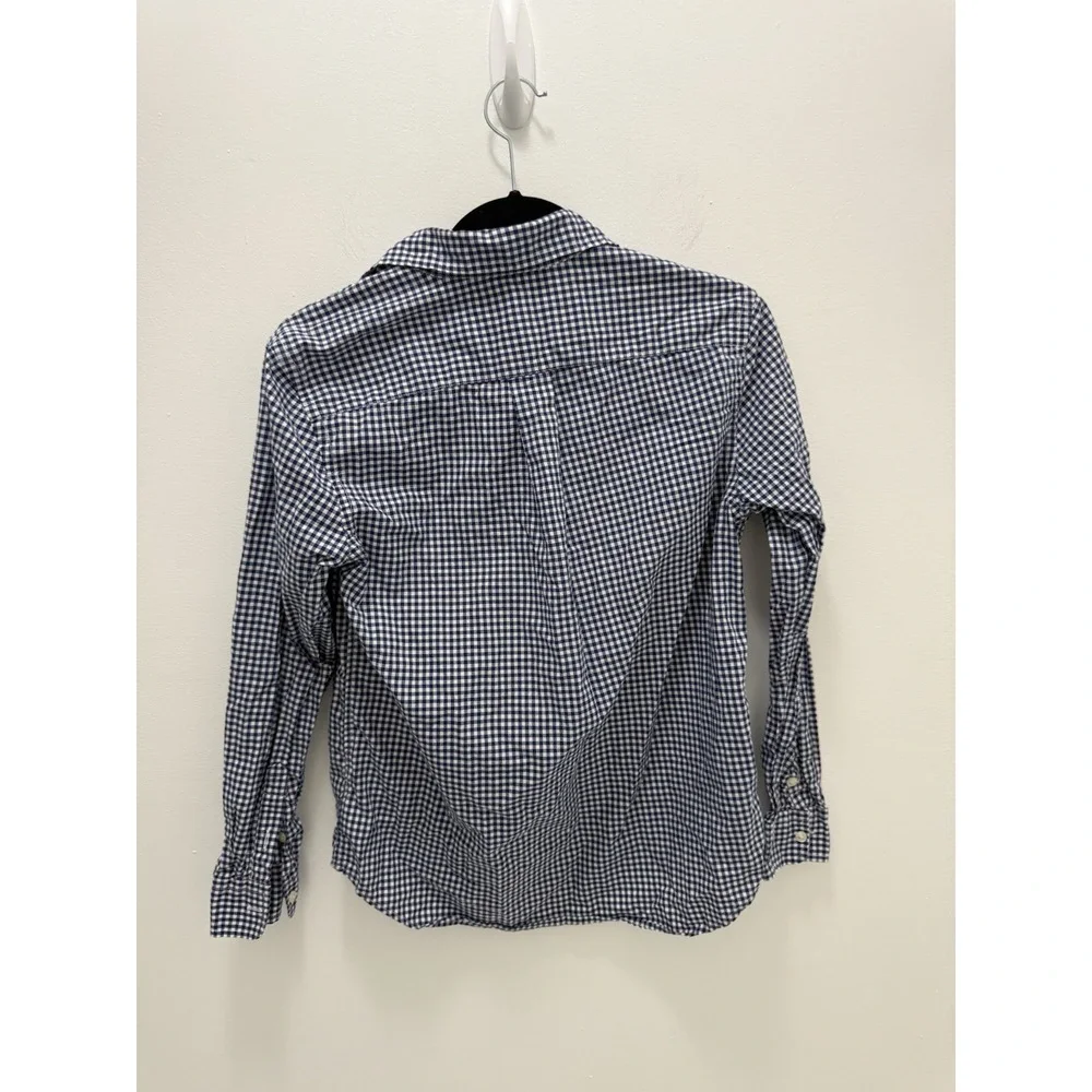 Ralph Lauren Boys Blue White Gingham Button Front Shirt Cotton Size Large 14-16